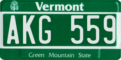 VT license plate AKG559