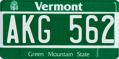 VT license plate AKG562