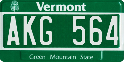 VT license plate AKG564