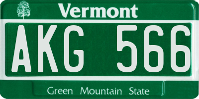 VT license plate AKG566
