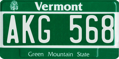 VT license plate AKG568