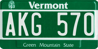 VT license plate AKG570