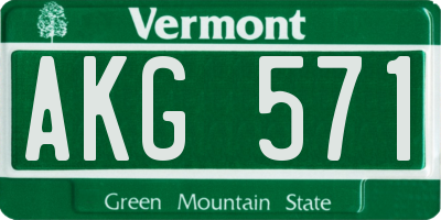 VT license plate AKG571