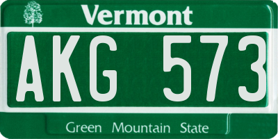 VT license plate AKG573