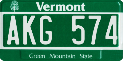 VT license plate AKG574