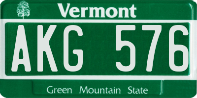 VT license plate AKG576