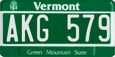 VT license plate AKG579