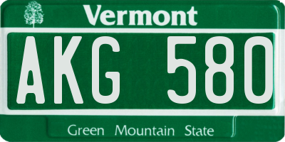 VT license plate AKG580
