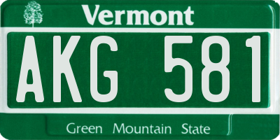 VT license plate AKG581