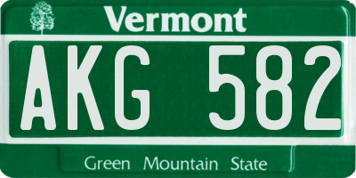 VT license plate AKG582