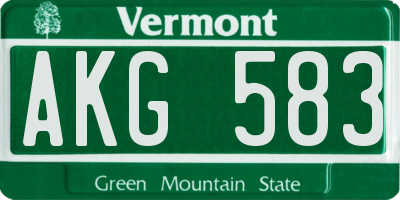 VT license plate AKG583