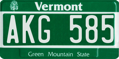VT license plate AKG585
