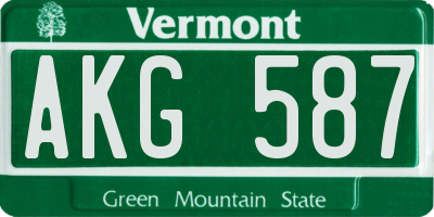 VT license plate AKG587