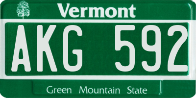 VT license plate AKG592