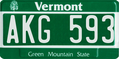 VT license plate AKG593