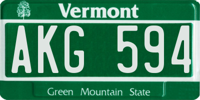 VT license plate AKG594