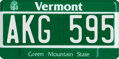 VT license plate AKG595