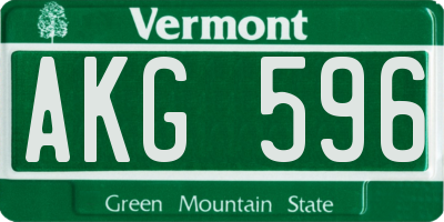 VT license plate AKG596