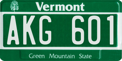VT license plate AKG601