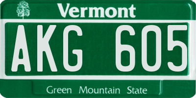 VT license plate AKG605