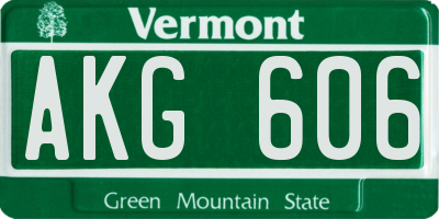 VT license plate AKG606