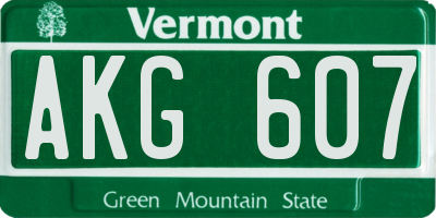 VT license plate AKG607