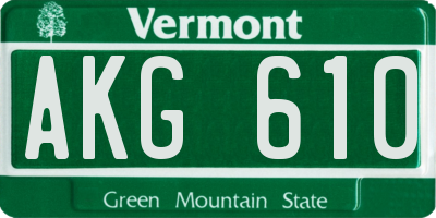 VT license plate AKG610