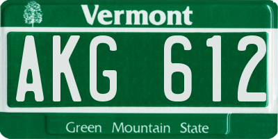 VT license plate AKG612