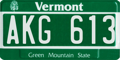 VT license plate AKG613