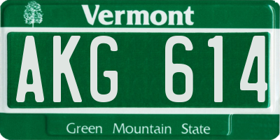 VT license plate AKG614