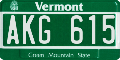 VT license plate AKG615