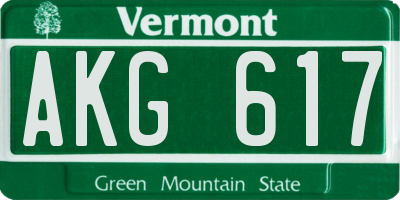 VT license plate AKG617