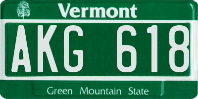 VT license plate AKG618