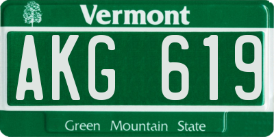 VT license plate AKG619