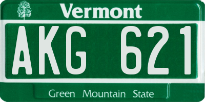 VT license plate AKG621