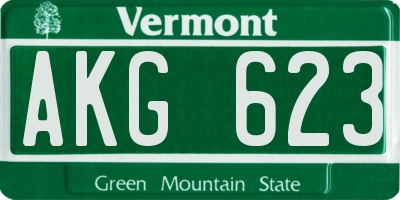 VT license plate AKG623