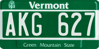 VT license plate AKG627