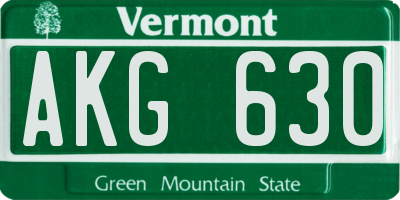 VT license plate AKG630