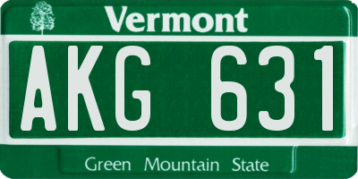 VT license plate AKG631