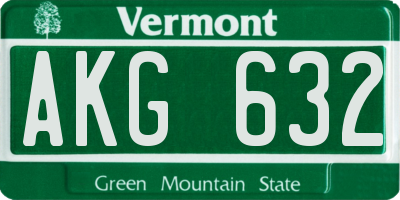 VT license plate AKG632