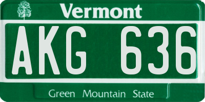 VT license plate AKG636