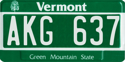 VT license plate AKG637