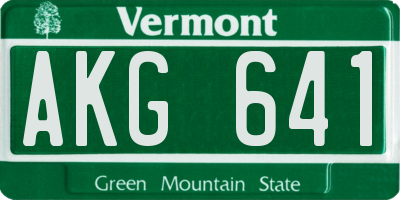 VT license plate AKG641