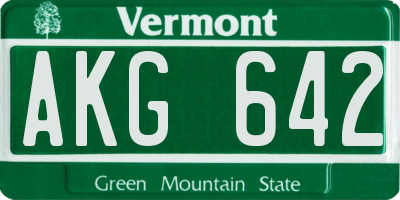 VT license plate AKG642