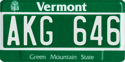 VT license plate AKG646