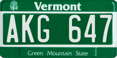 VT license plate AKG647
