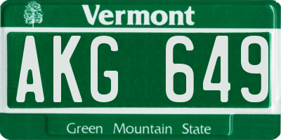 VT license plate AKG649