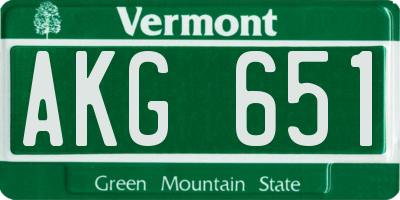 VT license plate AKG651