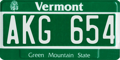 VT license plate AKG654