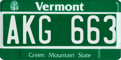 VT license plate AKG663